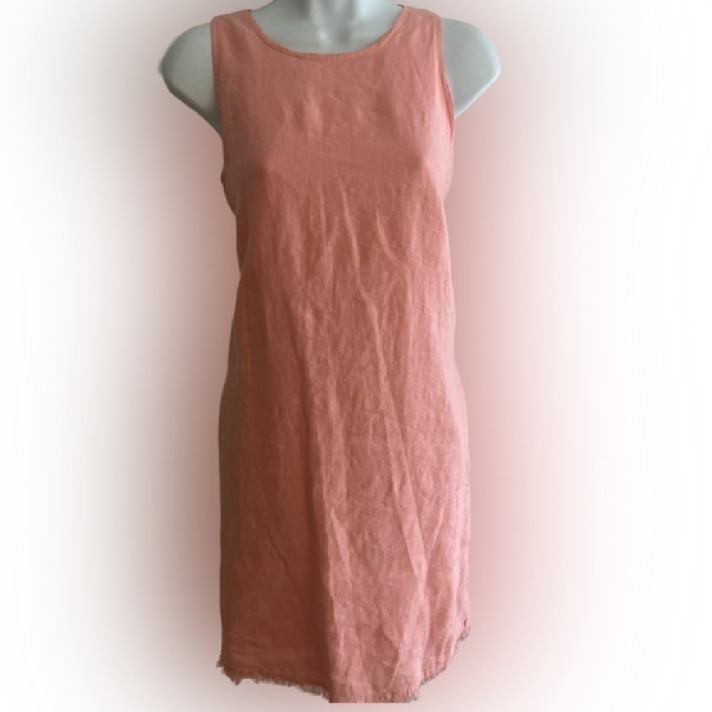 Tommy Bahama Linen Shift Dress - XS melon orange pink , linen. Cotton lined